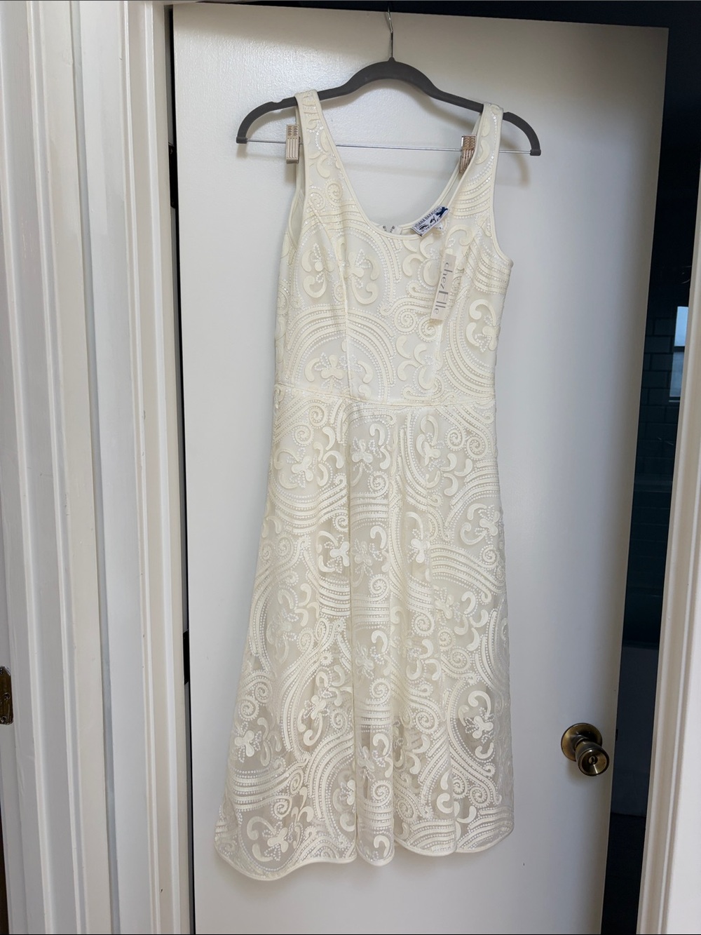 Yoana Barachi Sleeveless Ivory Lace A-Line Dress 4